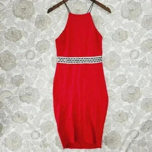 a'gaci Body con Strap Crisscross Midi Red Dress L
